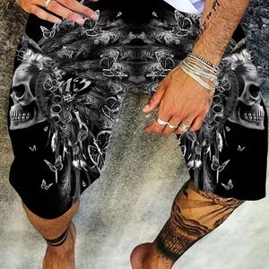 Shorts masculinos 3D Impressa Skull Print Sports Leisure Travel Holiday Travel personalizada Hip-hop Cool Summer Beach S-5xl