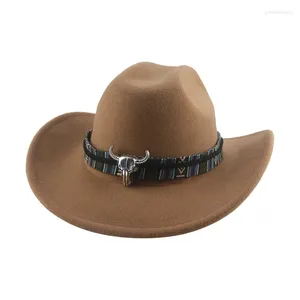 ベレー帽カウボーイハット女性のための西洋カウガール帽子fedora men wide wide brim solid curagy vintage vintage sombrero hombre