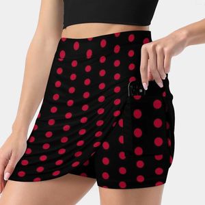 Skirts Black With Red Polka Dot Dress Women's Skirt Y2K Summer Clothes 2024 Kpop Style Trouser Pocket