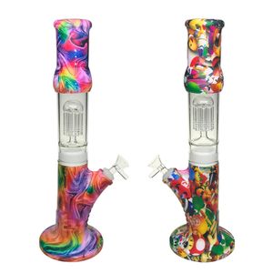 14mm Female Combination Silicone Glass Bong Bowl Water Smoking Pipes with 15 Inch Big Size Recycler Beaker Silicone Bongs