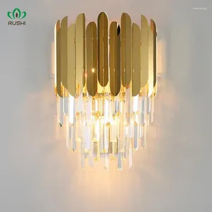 Wall Lamp Light Luxury Crystal Nordic Post-Modern Minimalist Living Room Bedroom Background Aisle El Guest