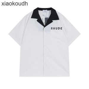 Rhude High End Designer Ubrania do modnej nowej szyi z krótkim rękawem Lett Hafdery Styl Styl krótkiego rękawa Lato z 1: 1 oryginalne etykiety