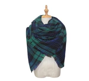 2026 Säljer lyxiga kvinnor039 -rutor Plaid Scarf Mesh Fringe Wrap Super Large Plaid Shawl Imitation Cashmere Scarf Winter Scarf Plaid 7537369