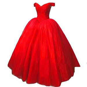 2020 Ny bollklänning quinceanera klänning i 15 år mode v-ringning tyll pärla golvlängd fest klänning vestidos de 16 anos qc1258 234p