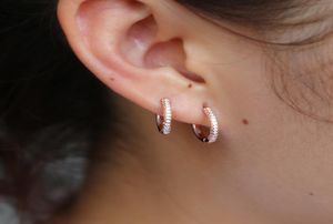 Hela Sterling Silver Inner Diamater 10mm Mini CZ Hoop Earring For Women Girl Classic Trendy Fashion Jewelry Paled CZ Hoop2863176