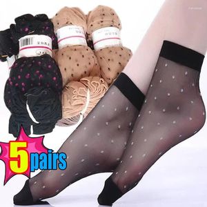 Kadın Çorap Yaz Nefes Alabilir Siyah Dot Şeffaf Ultrathin Kristal İpek Naylon Ter Absorban Kısa Ayak Bileği