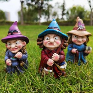 Decorative Figurines Creative Halloween Magic Witch Resin Sculpture Crafts Outdoor Garden Kitchenware Home Desktop Study Decoration Holiday