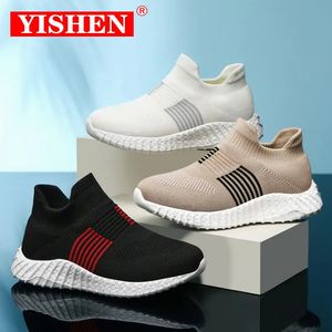 Yishen çocuk çorap ayakkabı çocuk spor ayakkabıları kızlar için nefes alabilen örgü sporlar okulu gündelik zapatillas infantiles 240506