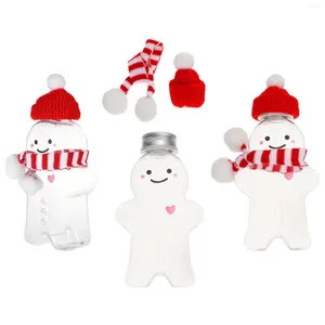 Storage Bottles 3 Sets Christmas Drink Bottle Portable Beverage Candy Jar Lid Cover Pet Plastic Juice