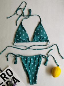 Kvinnors badkläder Flower Polka prickade tryckt varp runt bikini kvinnliga baddräkt Kvinnor Tvåstycken Set Bather Bathing Swim K5323