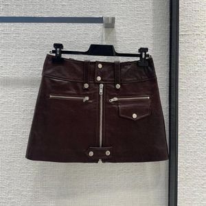 Röcke 2024 Mode Schaffell Mini Stifte Damen Hohe Taille Reißverschluss Taschen Kühles Rock