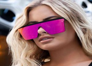 Мода негабаритные квадратные солнцезащитные очки фиолетовая красная плоская плоская зеркала
