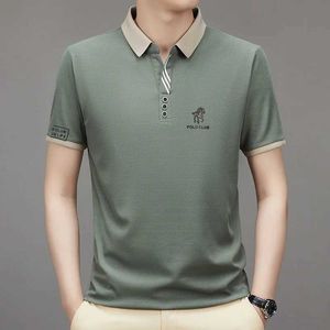 Мужские Polos 2024 Summer New Mens Middle и Youth Shece Cut Ske Silk Breathable Fashion Trend Футболка с короткими рукавами Polo M-4xll2405