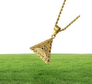 Hip -Hop -Männer Schmuck 18K Gold plattierte Ketten Pyramiden Anhänger Halskette Mode Edelstahlkette Punk Designer Halsketten für Mens4053474