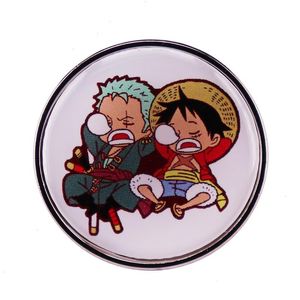 One X Piece Luffy Zoro Sleeping Emamel Pin Badge Classic Anime Funny Scene Brosch