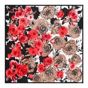 Ny Twill Silk Scarf Women Rose Flower Printing Square Scarves Fashion Wrap Female Foulard Large Hijab Shawl Neckerchief 130130cm87190567