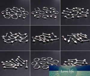 Hela 100st Lot Silver Body Piercing Stainless Steel Eyebrow Lip Nose Jewelery Belly Tongue Tragus LaBret Bar Rings CJ1911167128758