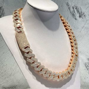 Kibo Custom Hip Hop -halsbandsmycken VVS 925 Sterling Silver Def 20mm Diamond 14K Rose Plated Cuban Link Chain