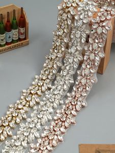 Kristal Rhinestone Trim Yard tarafından tüm gelin Trim ince kristal trim gül altın rhinestone aplike gelinlik kemeri1215863