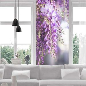 Window Stickers Glass Privacy Film Wisteria Pattern Door Frosted Sticker Sun Blocking Glue-Free Static Cling Tint