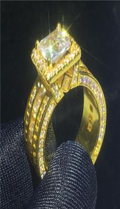 Vecalon Vintage Promise Ring 925 Sterling Silver Princess Cut 3CT 5A CZステートメント女性のためのウェディングバンドリングブライダルジュエリー4489900