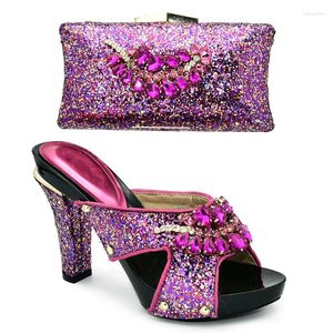 Klänningsskor Nigeria -sko och väska dekorerad med strass Afrika Väskor Set Bridal for Women 2024 Designer Luxury