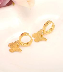 Skytalenbao Brand Solid Fine 18 K желтого золота GF Dangle люстр роскошная бабочка очаровательно серьго