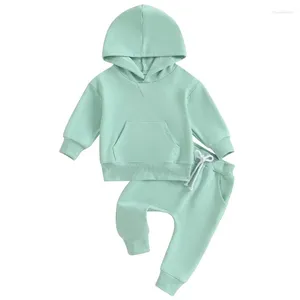 Kleidungssets geborene Baby Girl Boy Hosen Frühling Herbst Kleidung Kleinkind Solid Farbe lose Hoodies und elastische Taille