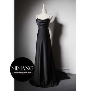 Elegant and Minimalist Evening Dress Black Spaghetti Dress Party Dress Quinceanera Dresses Female