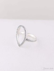925 Sterling Silver Tear Tear Drop Wedding Ring CZ Diamond Hollow Teardrop Rings for Womenギフトジュエリー7555106