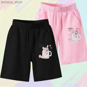 Shorts 3-14 Summer Girl Shorts Cute Cartoon Sports Five Point Pants Student Cotton Casual Sweet Straight PantsL2405L2405