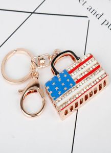 Delicate New Bag Shaped Crystal Rhinestone Handbag Charm Pendant Keychain Mini Purse Keyring Women KeyChain Christmas Gift6925094