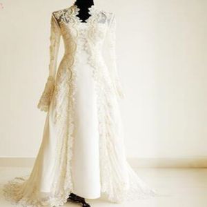 2019 Long Lace Wedding Kurtka Długie rękawy Bridal Bolero Elegancki wiosenny zimowy płaszcz ślubny koronkowy bolerko mariage kurtka ślubna 294p