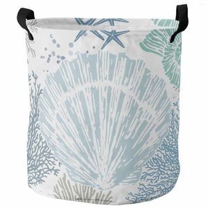 Laundry Bags Ocean Shell Texture Foldable Dirty Basket Kid's Toy Organizer Waterproof Storage Baskets