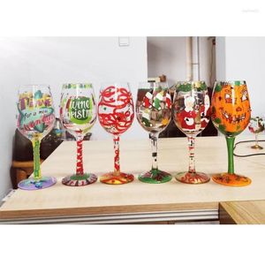 Weingläser Europa Weihnachten Themen Handbemalte Kristallglas Rot Goblet Home Bar El Party trinken Ware Geschenke