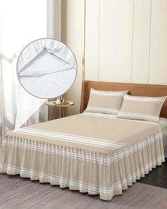 Scapa da letto Khaki Stripe Elastico aderente da letto aderente con federe protettore Materasso copertina di biancheria da letto foglio