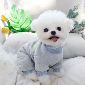 Dog Apparel Tractable Pet Four Legged Clothes Autumn Teddy One Piece Clothing Puppy Warm Pullover Solid Color Birthday Gift