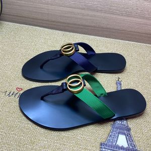 Classic Men slippers Big Summer Rubber bottom women shoe beach Slides letter Flat slipper designer shoes Metal button sandals Lazy lady Loafers Flip flops size 35-45