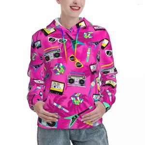 Damen Hoodies Art Print Streetwear Herbst Neon Pink Trendy 80er Jahre Kawaii Pullover Hoodie Paar übergroße lässige grafische Sweatshirts