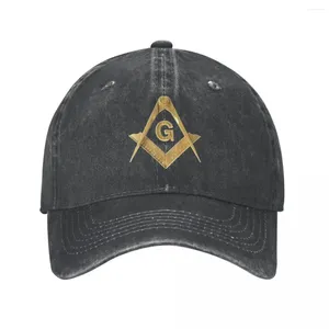 Boll Caps Classic Washed Denim Masonic Pyramid Eye Freemasonry G Symbol Compass Baseball Cap Dad Hat Snapback Casquette Gorras