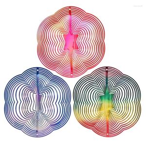 Decorative Figurines Colorful Wind Spinners 3D Rotating Bird Repelling Chimes Heavy Duty Hexagon Blinders Rainbow Color Magic Chime