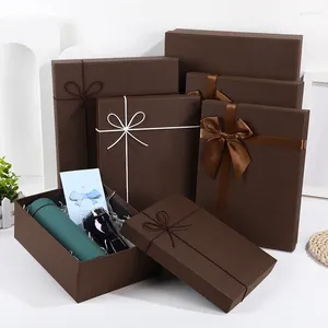 Gift Wrap Brown Box Empty High End Business Gifts Large Rectangular Packaging Boxes For Scarves Shirts Free Card Grass