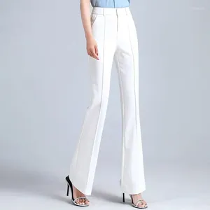 Calça feminina Office Lady White Slimming Business Traços Flare Spring Autumn Clothing Feminino Moda versátil Casual High Casual Troushers