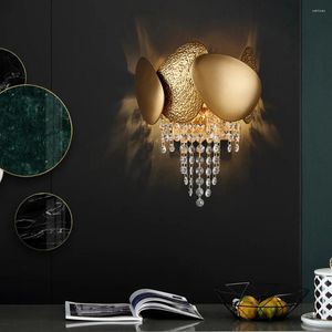 Wandlampe Luxuskristall kreatives Ei Design Wohnzimmer Leuchte moderne Gold Wohnkultur Beleuchtung LED Schlafzimmer Cristal Glanz