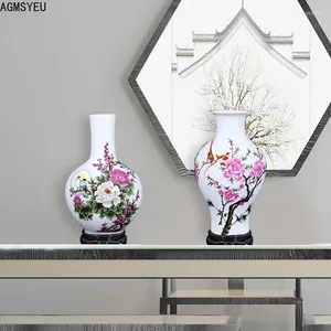 Wazony Agmsyu Współczesne chińskie ceramiczne wazon symulacja salonu Suszone kwiaty Dekoracja domu