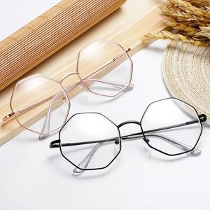 Solglasögon män vintage trendiga matchande klara glasögon metall ram rund synvård klassisk glasögon kvinnor lins myopia optisk spegel