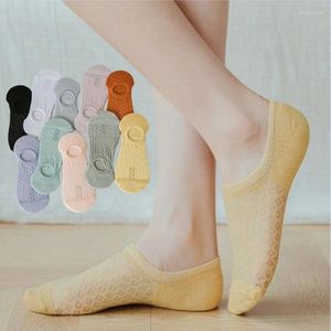 Mulheres meias 10Pairs 10 Color Feminino Invisível Liner Meia rasa de boca Sox Spring Summer Non Slip IN