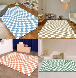 Mattor Checkerboard Area Rug för vardagsrum sovrum färgad kaklad matta rutig rutig lila rosa grön brun retro marockan1838535