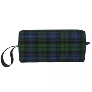 Förvaringspåsar anpassade svart klocka skotska tartan rutiga resor kosmetisk väska kvinnor toalettartiklar makeup arrangör lady skönhet dopp kit