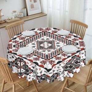 Table Cloth Round Kabyle Pottery Berber Motifs Oilproof Tablecloth 60 Inch Cover For Kitchen Dinning